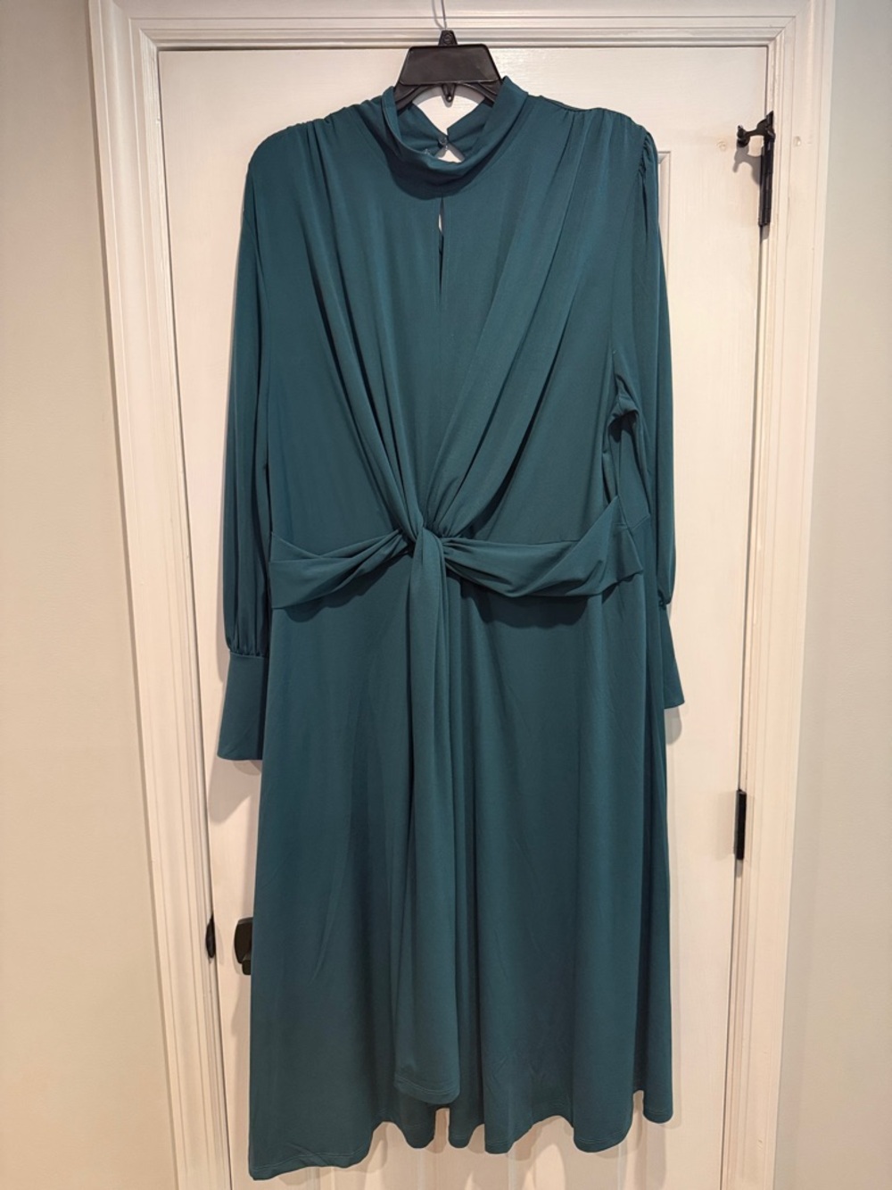 Eloquii Teal Knot-Front Long Sleeve Dress